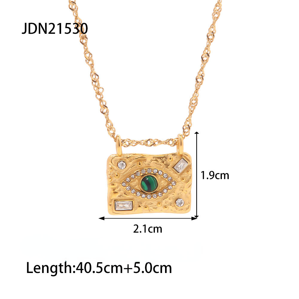 Wholesale 18K Gold Stainless Steel Inlaid Zircon Square Demon Eye Square Brand Ring